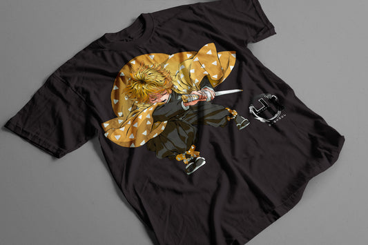 Playera Zenitsu Demon Slayer Kimetsu no Yaiba Trueno y Katana