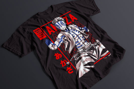 Playera Akaza Demon Slayer Kimetsu no Yaiba Diseño Retro