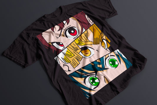 Playera Demon Slayer Kimetsu no Yaiba Ojos de Tanjiro Zenitsu y Giyu