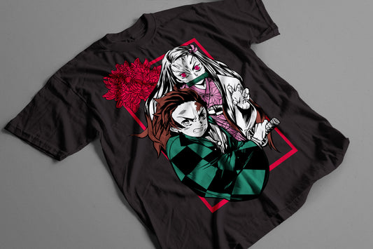 Playera Tanjiro y Nezuko Demon Slayer Kimetsu no Yaiba Duo