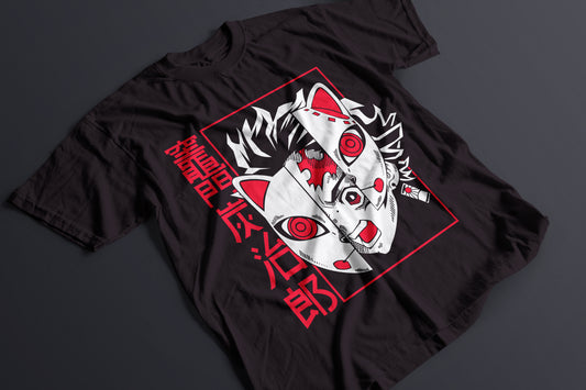 Playera Tanjiro Kimetsu no Yaiba Máscara Dividida Demon Slayer