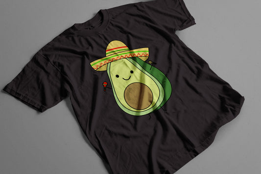 Playera Aguacate Mexicano con Sombrero y Maracas