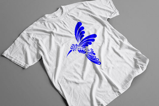 Playera Colibrí Azul Estilo Talavera Diseño Mexicano Artesanal