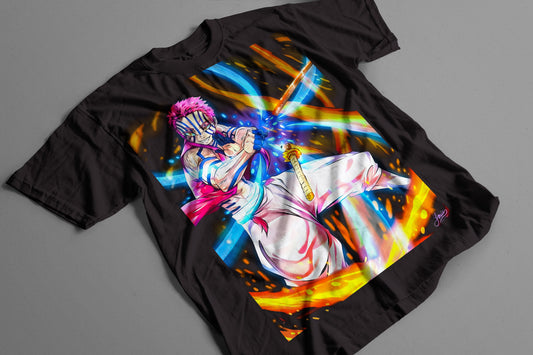 Playera Akaza Kimetsu no Yaiba Estilo Colorido Demon Slayer