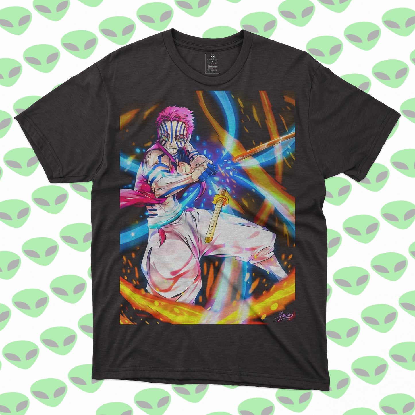 Playera Akaza Kimetsu no Yaiba Estilo Colorido Demon Slayer