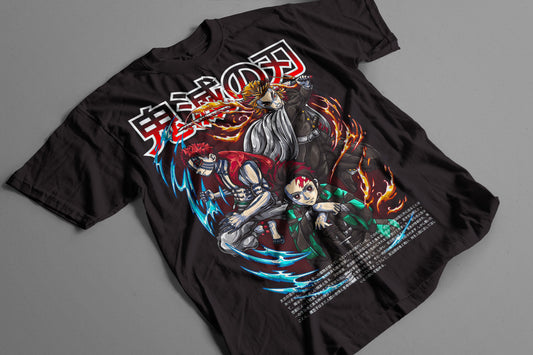 Playera Rengoku vs Akaza Kimetsu no Yaiba Estilo Fuego Demon Slayer