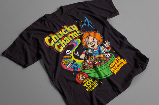 Playera Chucky Cereal Parodia “Magically Malicious” Estilo Vintage