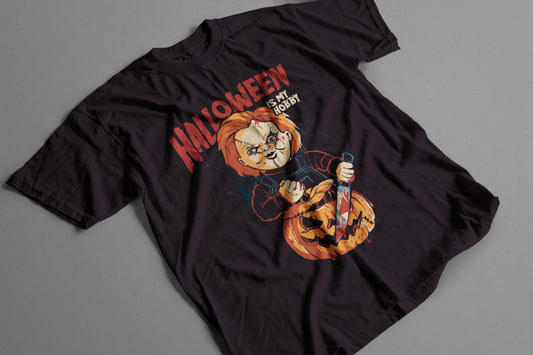 Playera Chucky Halloween Is My Hobby con Calabaza Retro Terror
