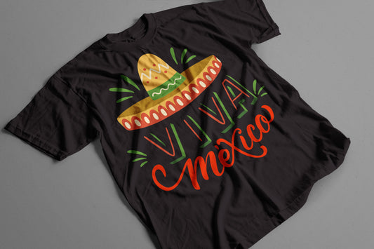 Playera Viva México con Sombrero Diseño Patriótico para el Grito de Independencia