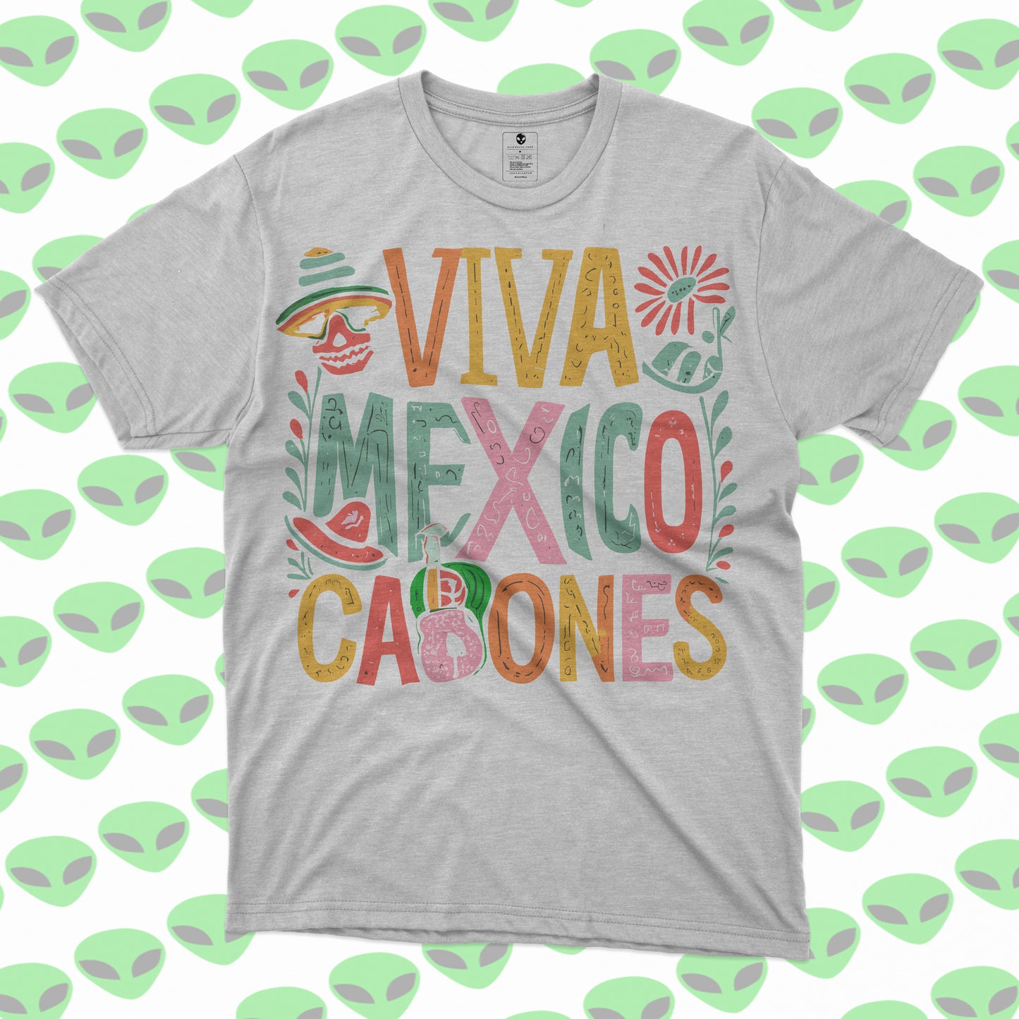 Playera Viva México Cabrones Diseño Colorido con Frases Mexicanas para Fiestas Patrias