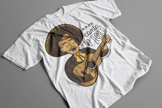 Playera Mariachi Canta y No Llores Diseño Divertido con Guitarra para Fiestas Patrias