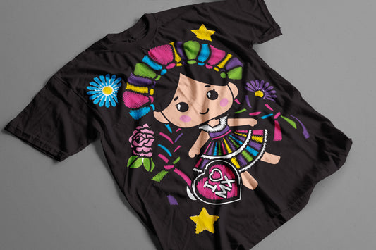 Playera Muñeca Mexicana Artesanal