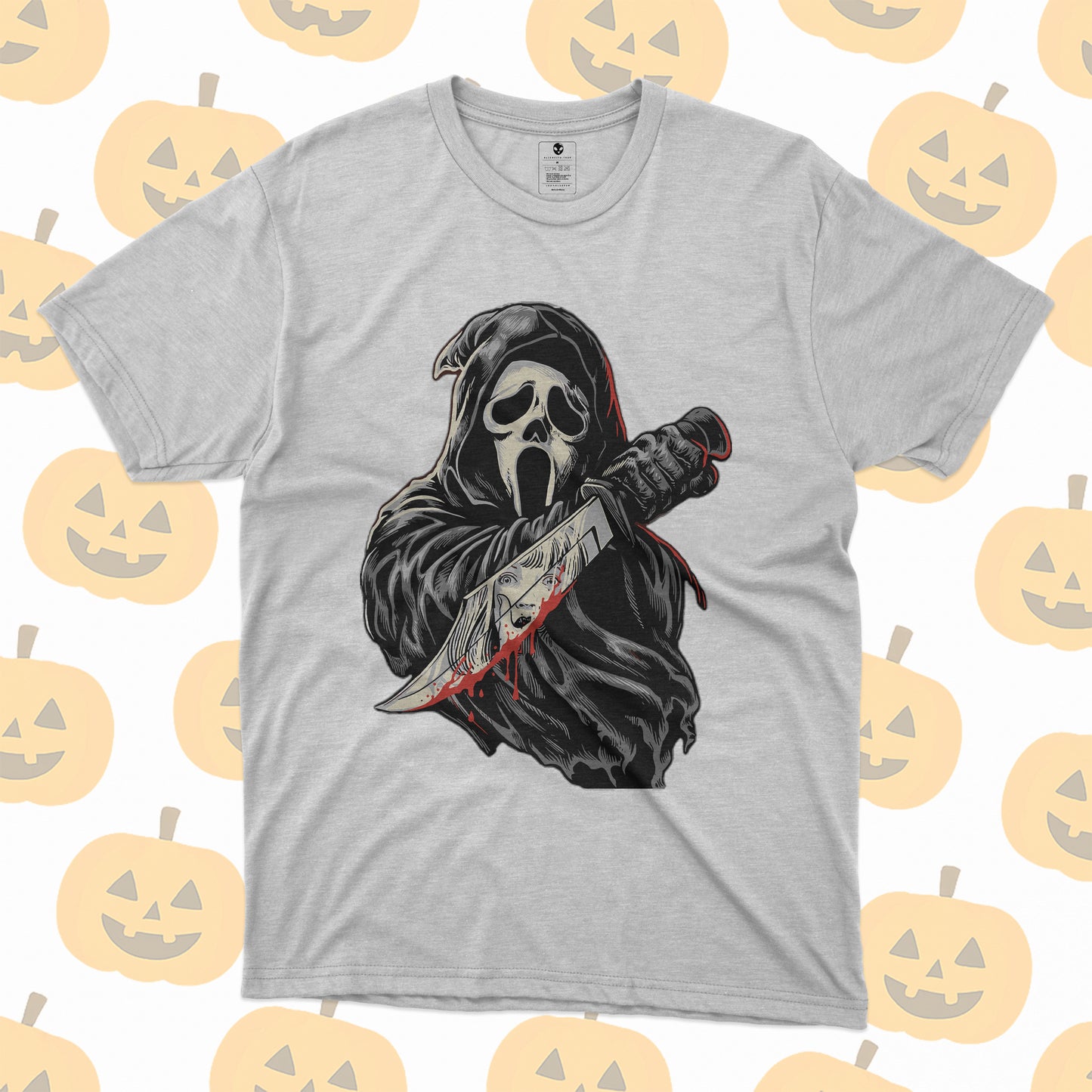 Playera Ghostface Scream con Cuchillo Ensangrentado Halloween Retro