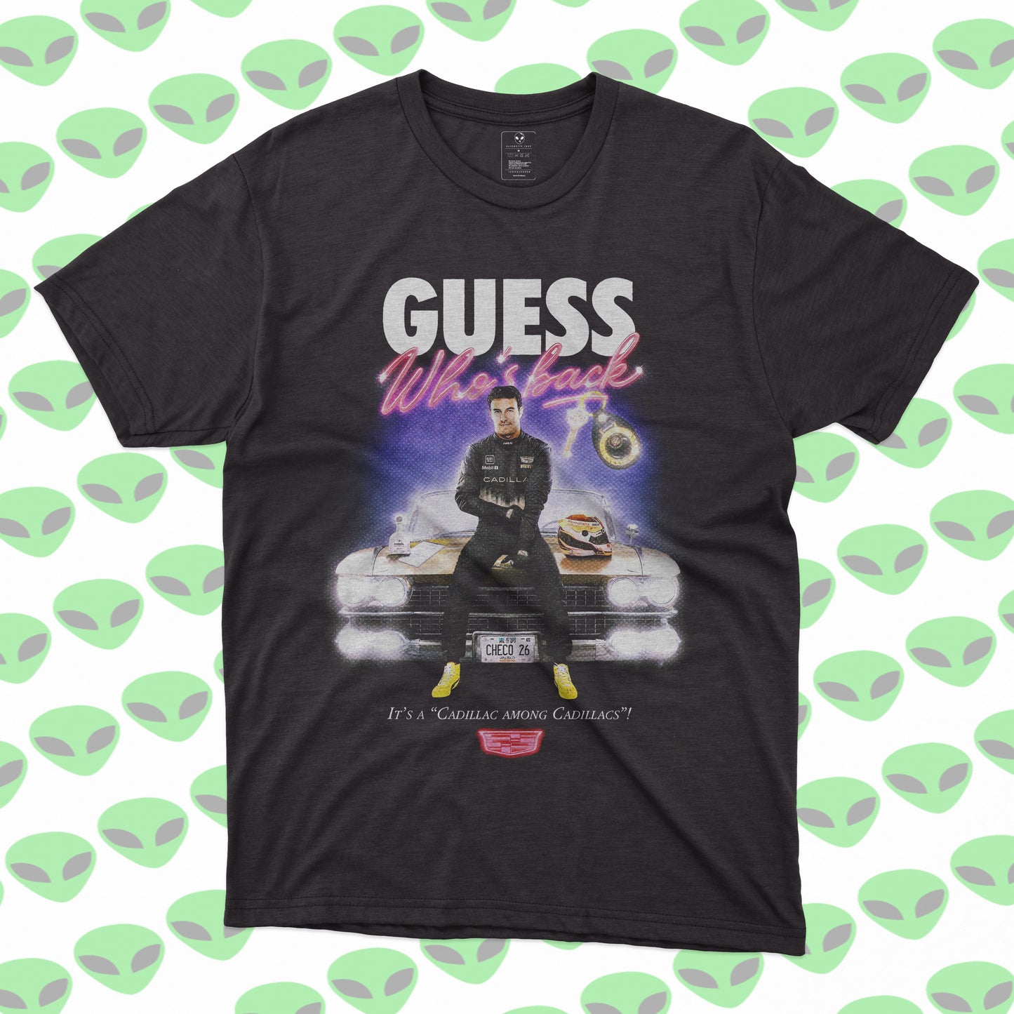 Playera Checo Pérez Guess Who’s Back Cadillac Racing
