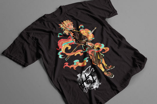 Playera Rengoku Demon Slayer Kimetsu no Yaiba Fuego
