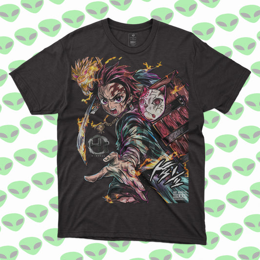 Playera Tanjiro Demon Slayer Kimetsu no Yaiba Espada de Fuego
