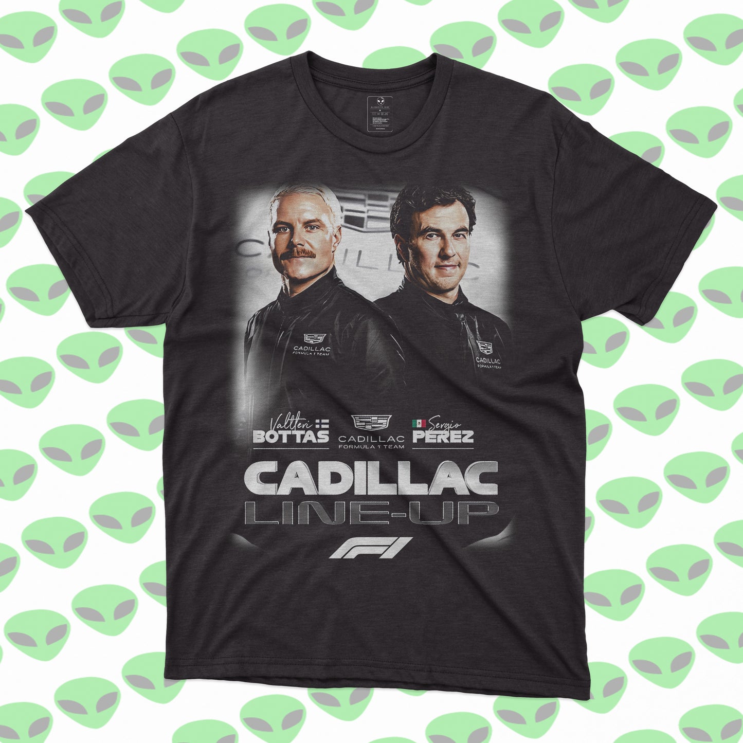 Playera F1 Cadillac Line-Up Checo Pérez y Bottas