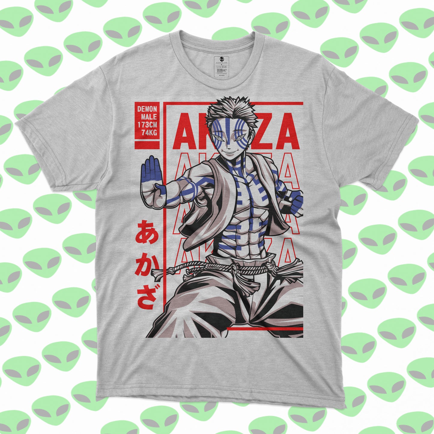 Playera Akaza Demon Slayer Kimetsu no Yaiba Diseño Retro
