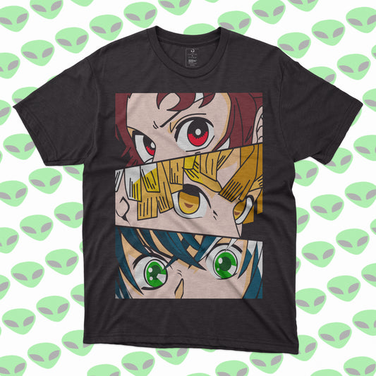 Playera Demon Slayer Kimetsu no Yaiba Ojos de Tanjiro Zenitsu y Giyu