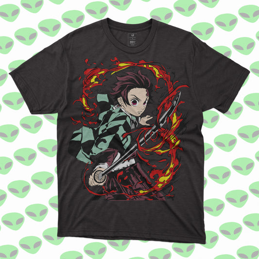 Playera Tanjiro Kamado Demon Slayer Katana de Fuego