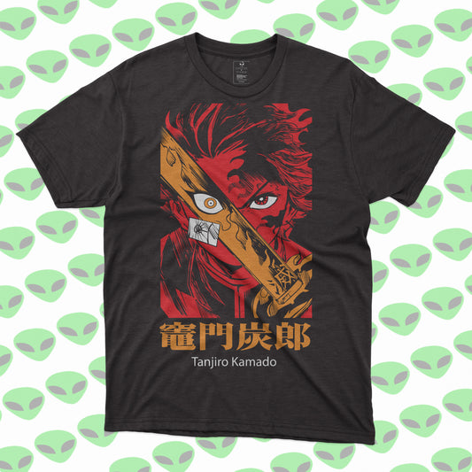 Playera Tanjiro Kamado Demon Slayer Estilo Samurai Rojo