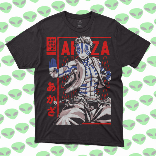 Playera Akaza Demon Slayer Kimetsu no Yaiba Diseño Retro
