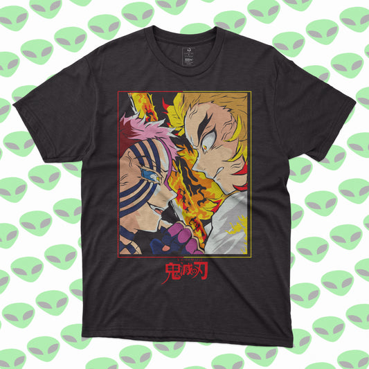 Playera Rengoku vs Akaza Demon Slayer Kimetsu no Yaiba Batalla Épica