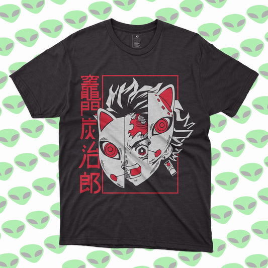 Playera Tanjiro Kimetsu no Yaiba Máscara Dividida Demon Slayer