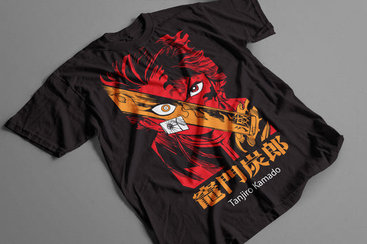 Playera Tanjiro Kamado Demon Slayer Estilo Samurai Rojo