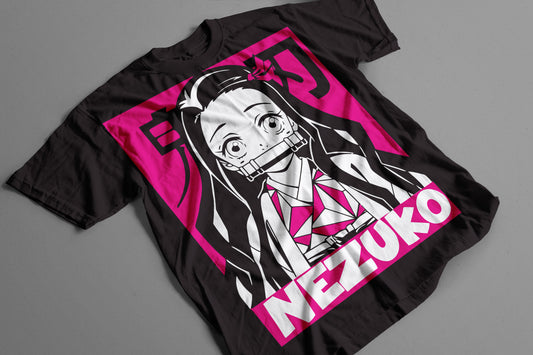 Playera Nezuko Kimetsu no Yaiba Estilo Retro Rosa Demon Slayer