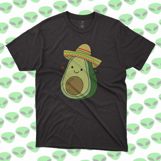 Playera Aguacate Mexicano con Sombrero y Maracas