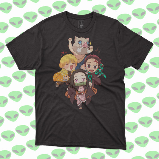 Playera Chibi Squad Kimetsu no Yaiba Estilo Kawaii Demon Slayer