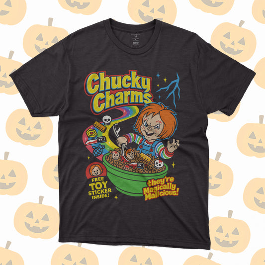Playera Chucky Cereal Parodia “Magically Malicious” Estilo Vintage