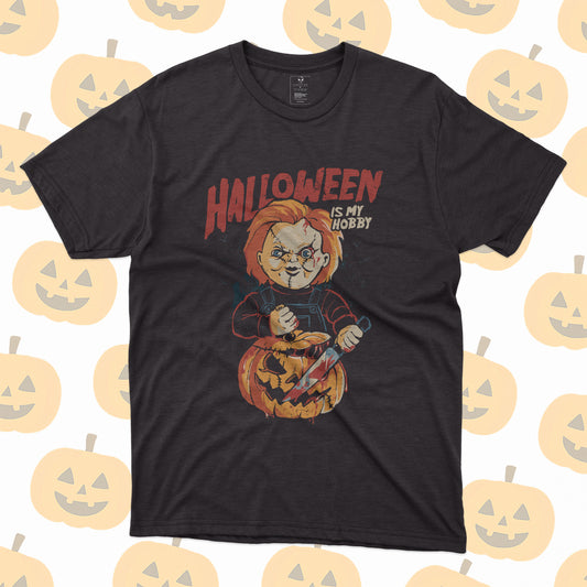 Playera Chucky Halloween Is My Hobby con Calabaza Retro Terror