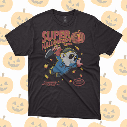 Playera Michael Myers Super Halloween Bros Parodia Gamer Retro