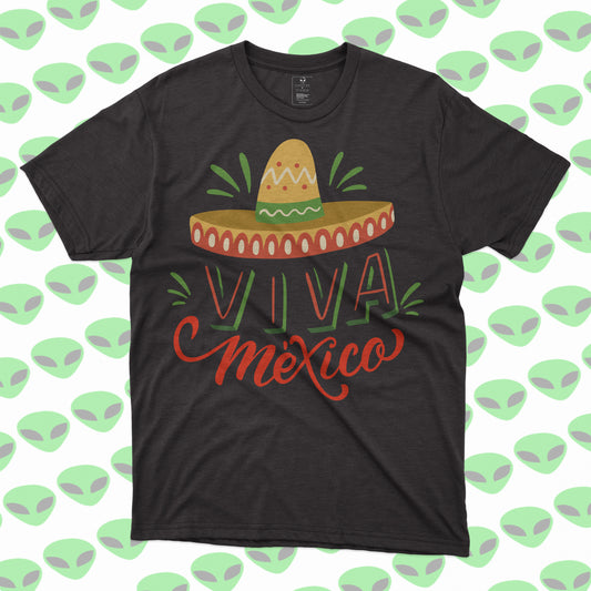 Playera Viva México con Sombrero Diseño Patriótico para el Grito de Independencia