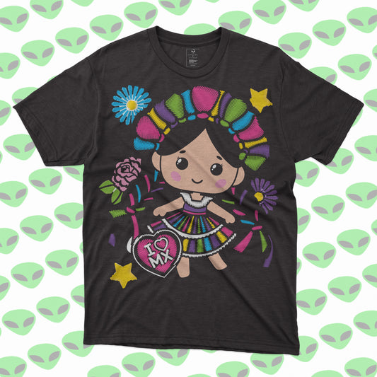 Playera Muñeca Mexicana Artesanal
