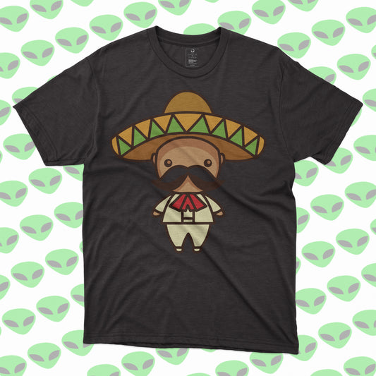 Playera Mexicano con Bigote y Sombrero Diseño Divertido para el 15 y 16 de Septiembre